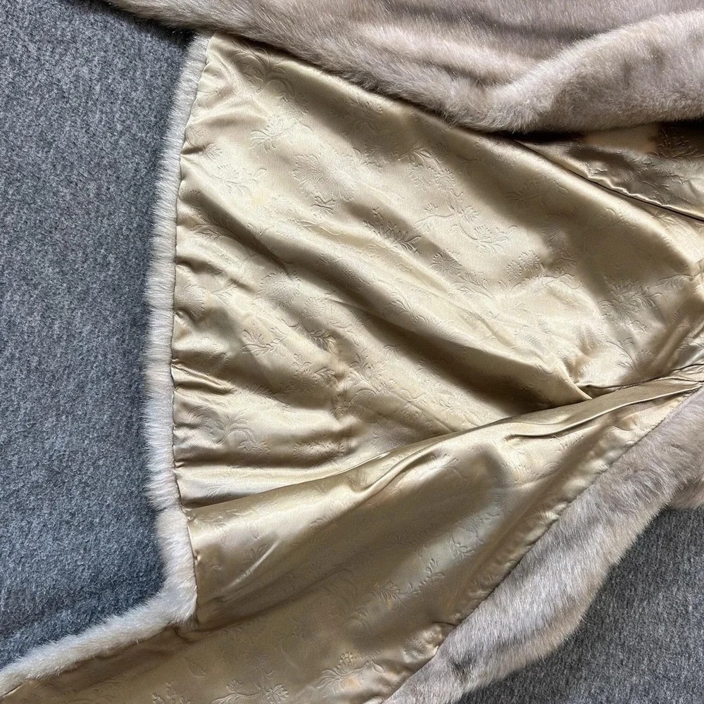 Vintage Regina Glenara by Glenoit Faux Fur Wrap Stole Taupe Brown Floral Lining